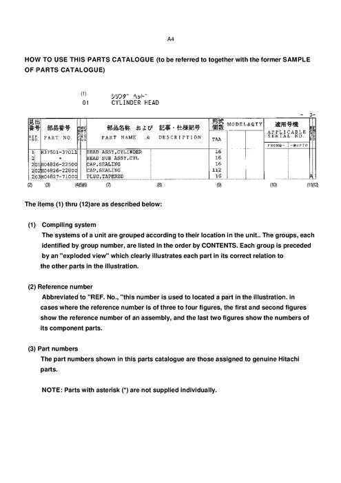 HITACHI Mitsubishi S16R-TAA ENGINE  PARTS CATALOG MANUAL