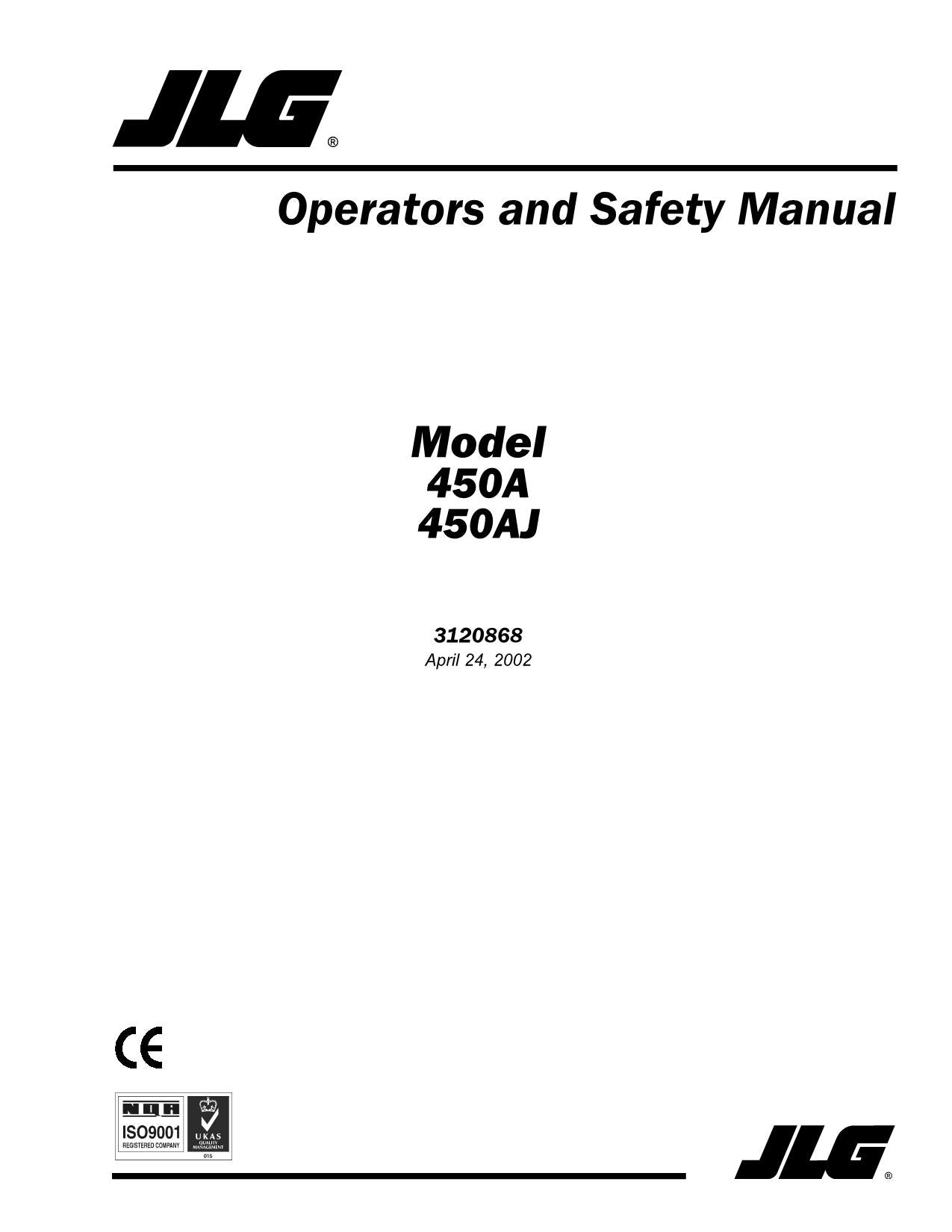 Manual del operador de mantenimiento y operación de la plataforma elevadora JLG 450A 450AJ 3120868