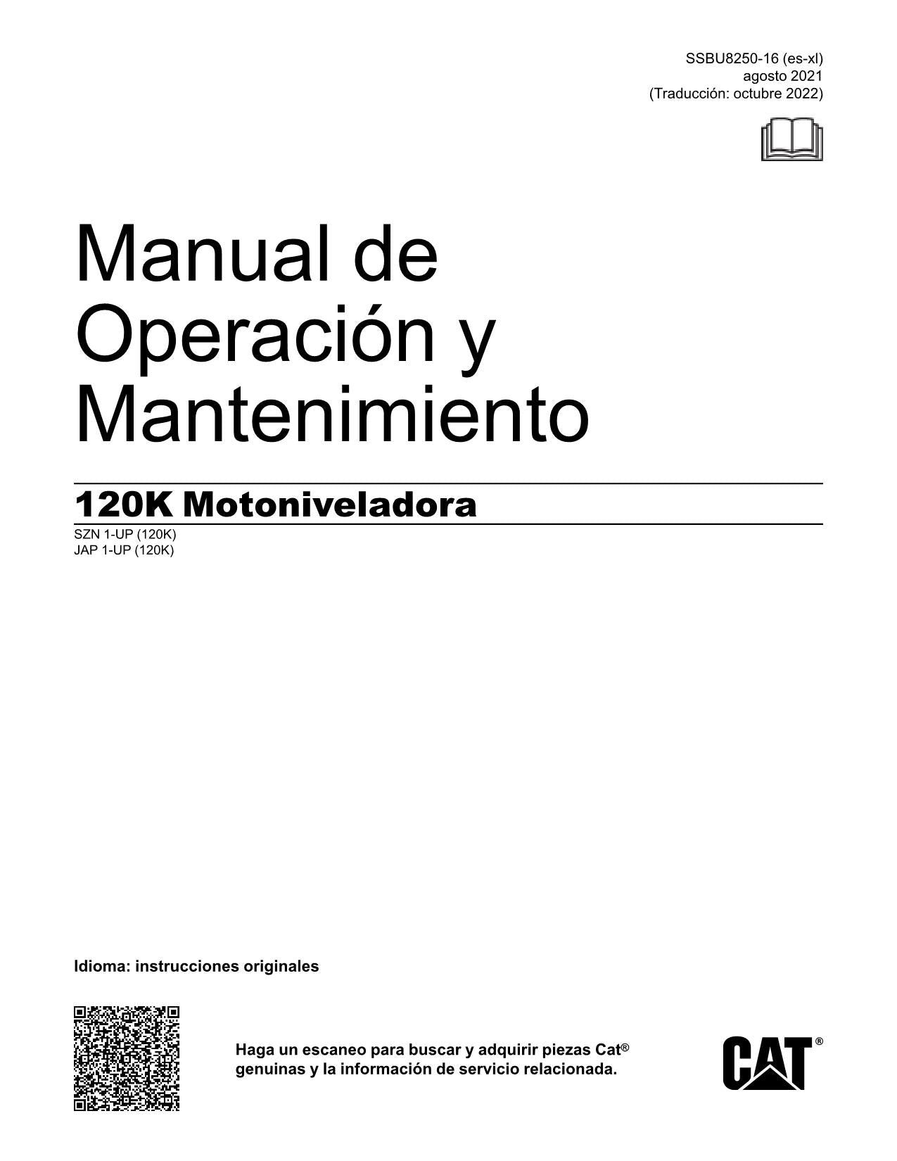 Caterpillar 120K Motoniveladora Manual de Operación y Mantenimiento Español