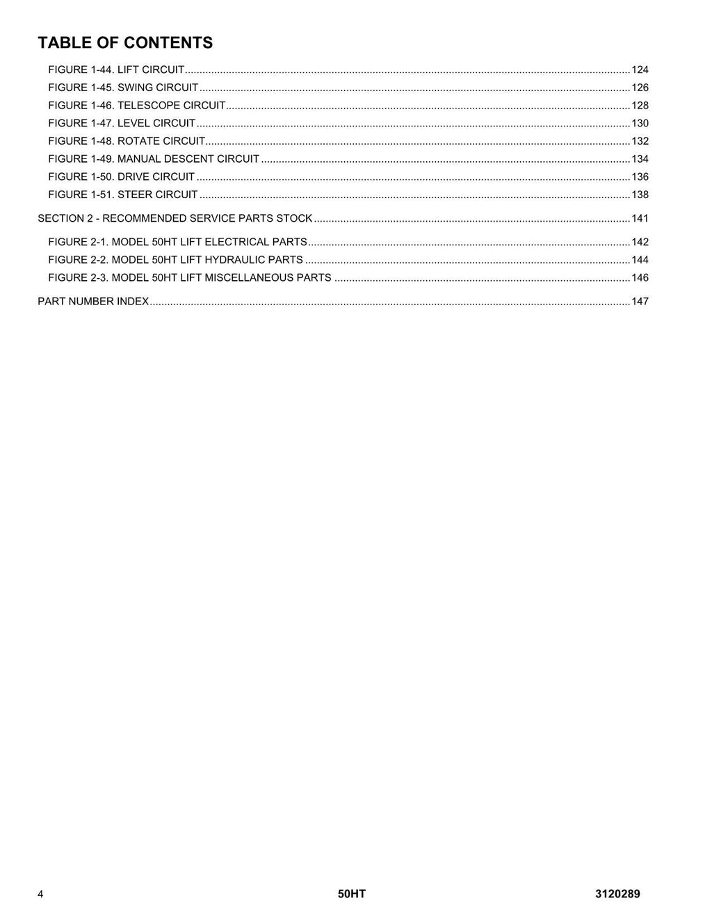 JLG 50HT Boom Lift Parts Catalog Manual