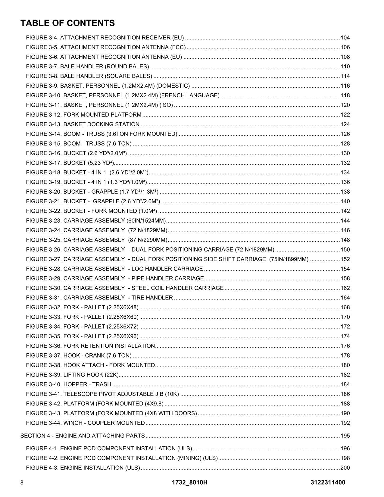 JLG 1732 8010H  Telehandler Parts Catalog Manual