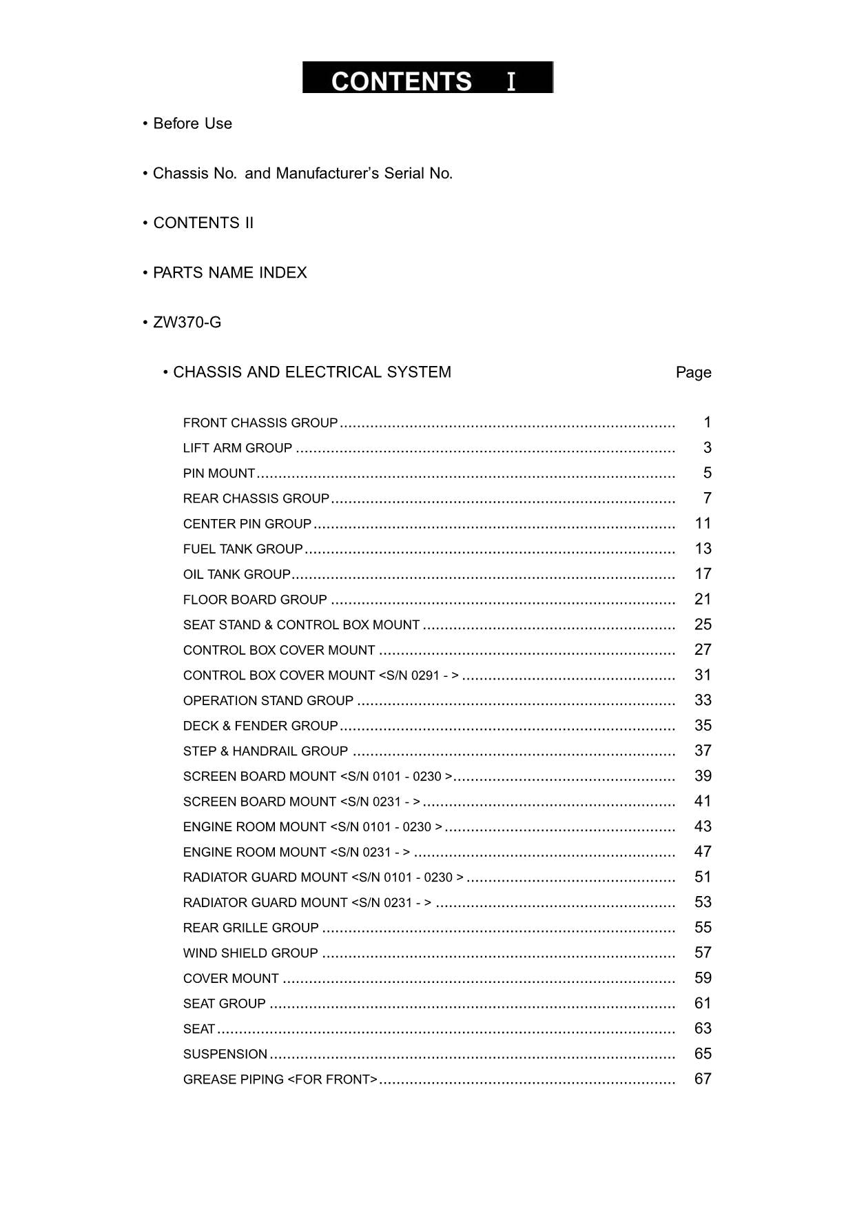 Hitachi ZW370-G Wheel Loader Parts Catalog Manual SN 0451-up