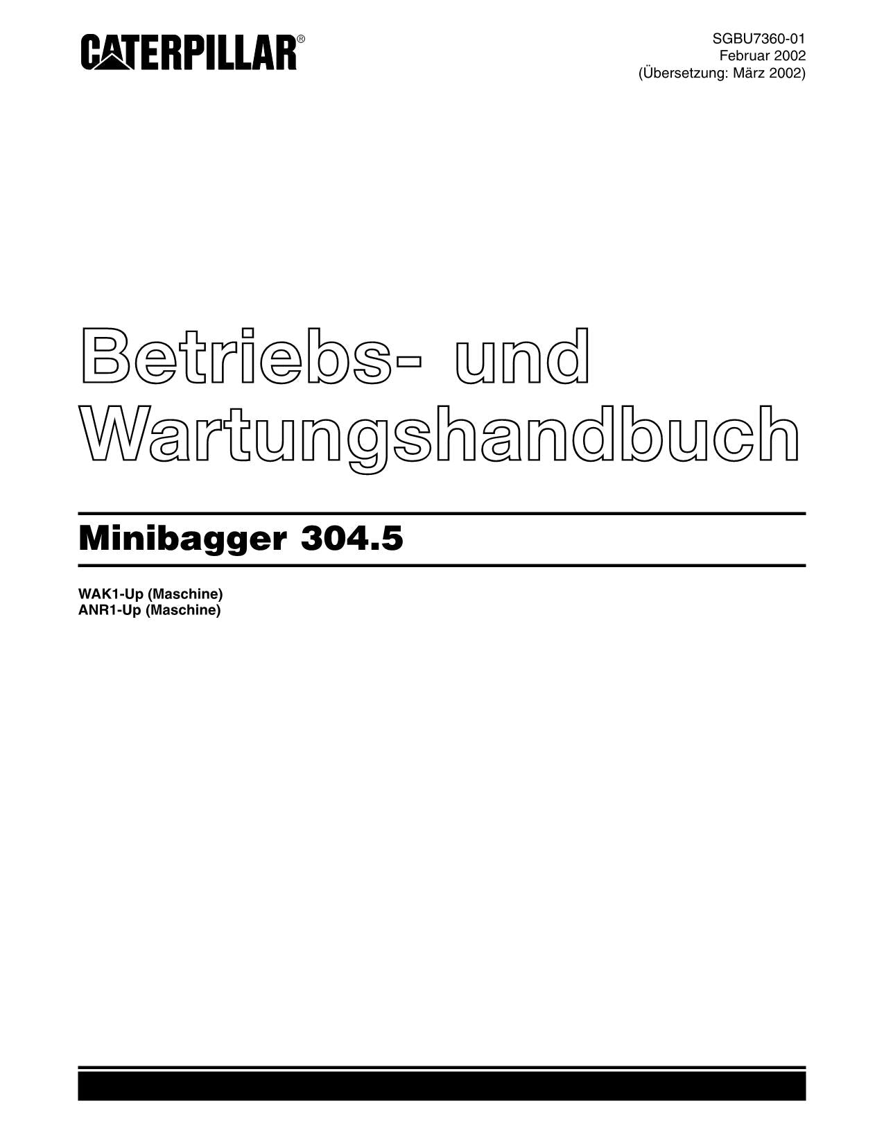 Caterpillar 304.5 Bagger Betriebsanleitung Wartungshandbuch