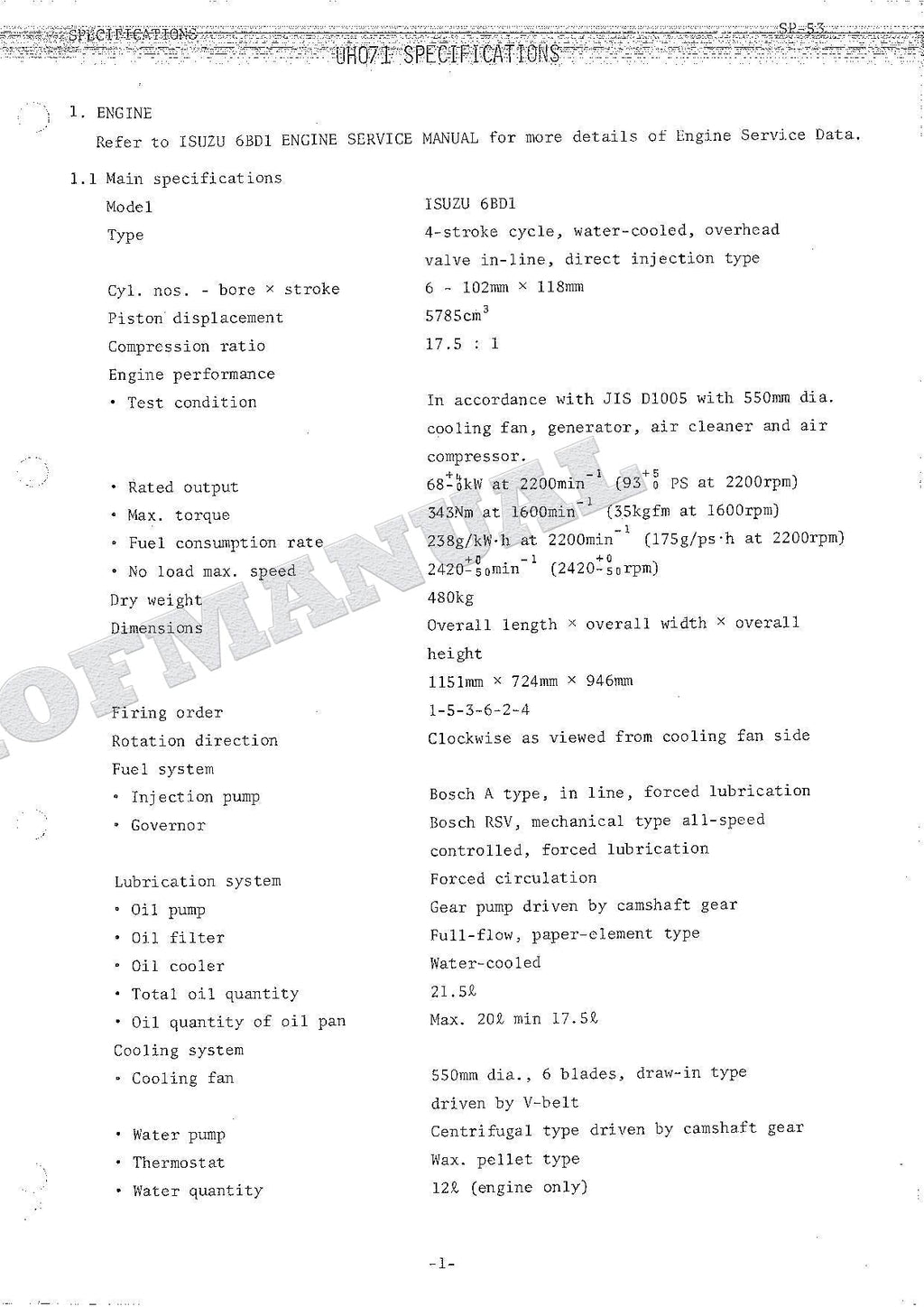 HITACHI UH071 Excavator Excavator Service Manual