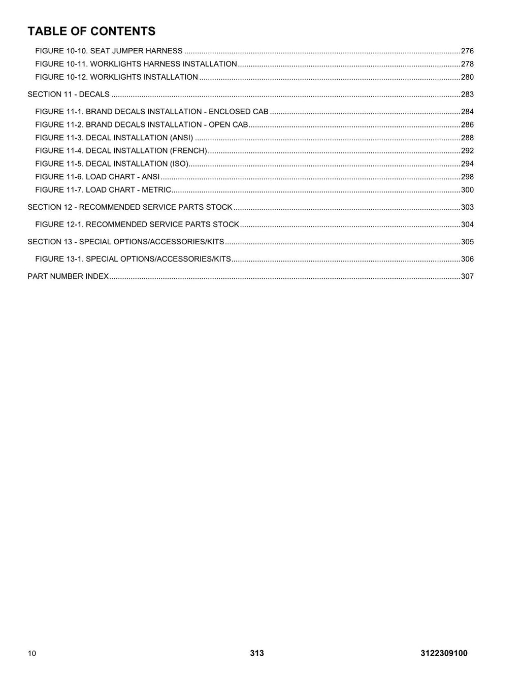 JLG 313 Telehandler Parts Catalog Manual