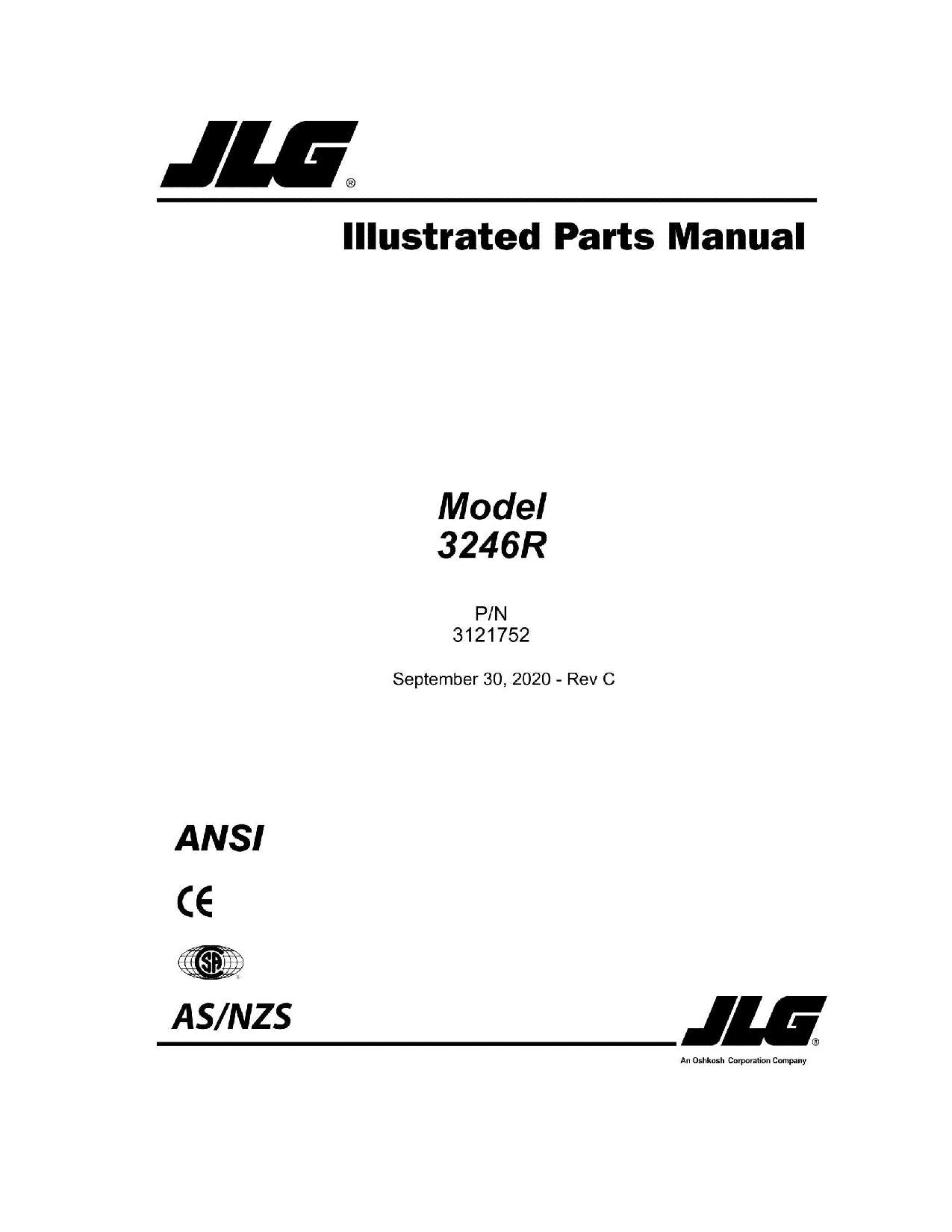 Manual del catálogo de piezas del elevador de tijera JLG 3246R