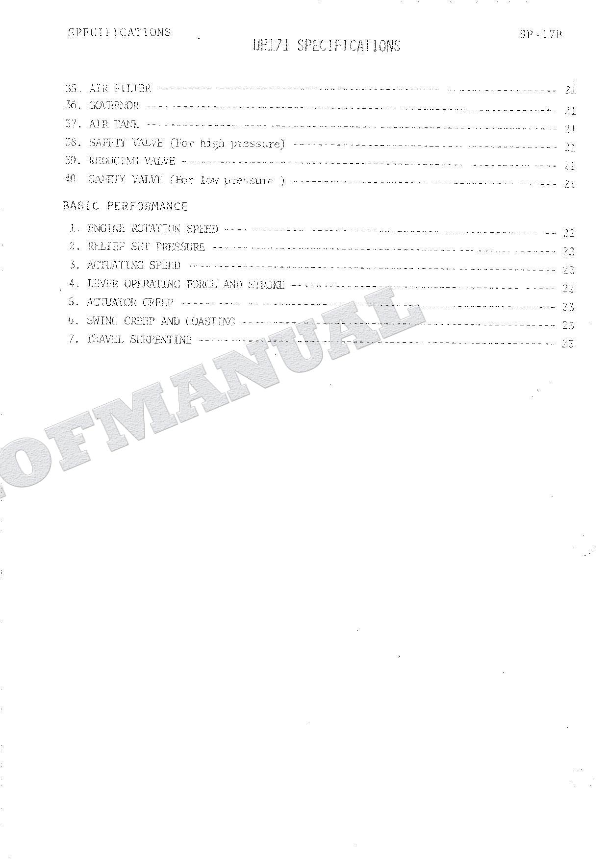 HITACHI UH171 Excavator Repair Service Manual