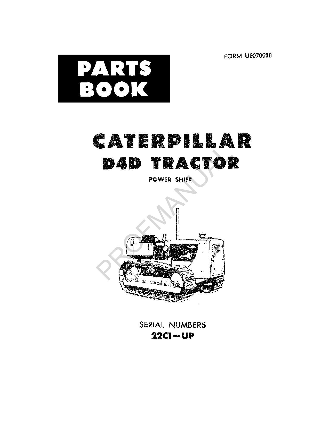 Caterpillar Cat D4D Tractor Parts Catalog Manual ser 22C1-UP