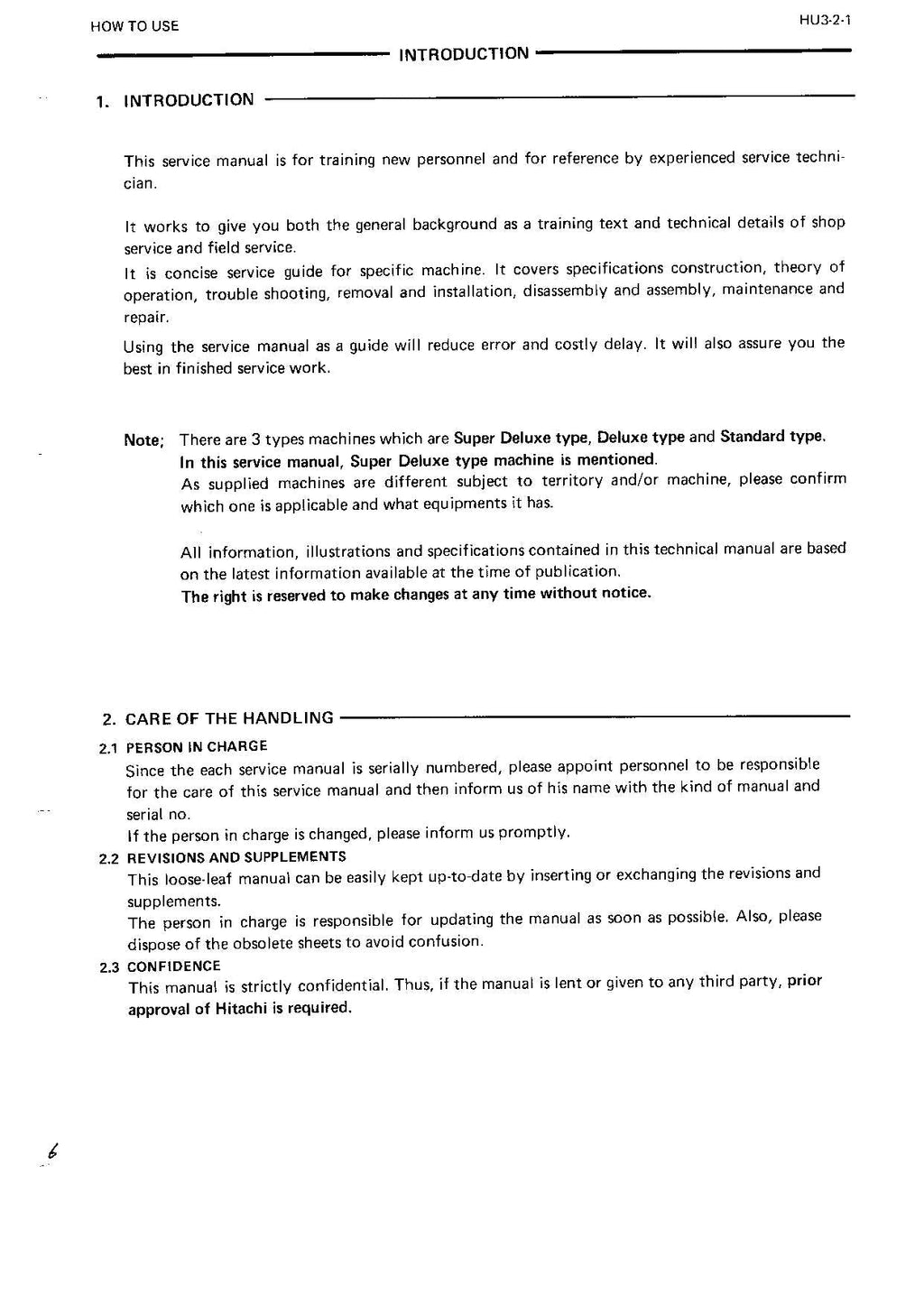 HITACHI EX150 Excavator Service Manual