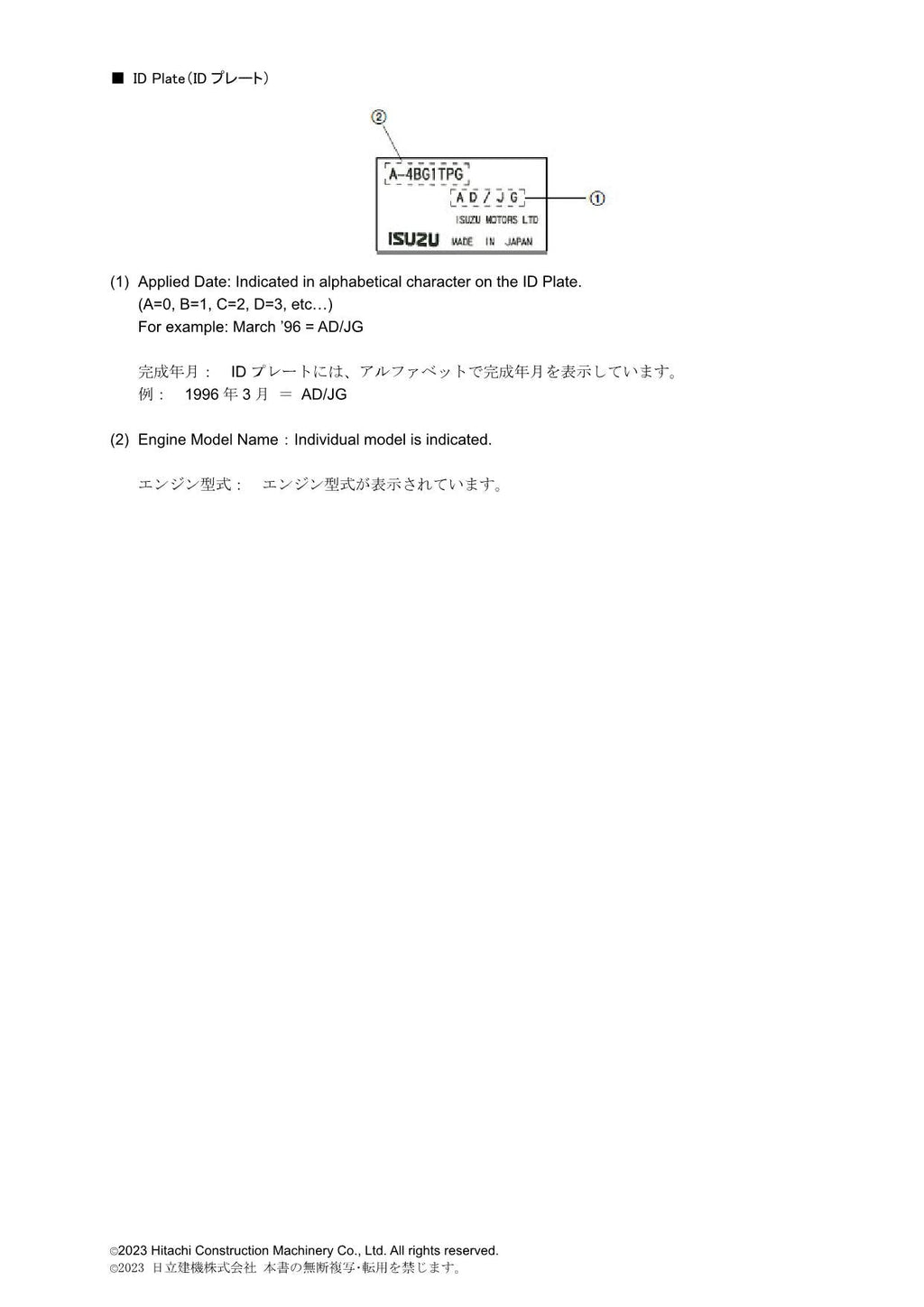 Hitachi ZW370-5A ISUZU 6WG1-XKWB01 Eng Loader Parts Catalog Manual SN 020101-up