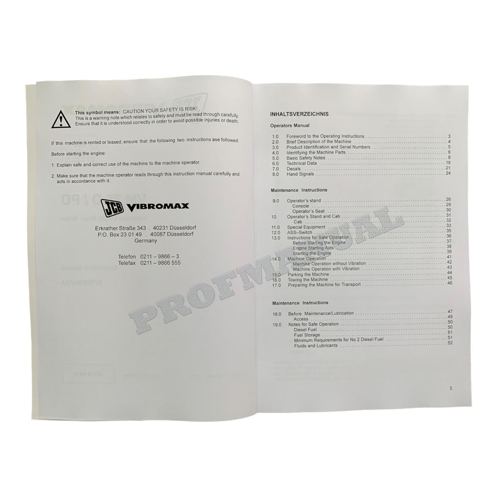 Manual del operador del rodillo compactador vibratorio de tambor simple JCB VM 75 D PD