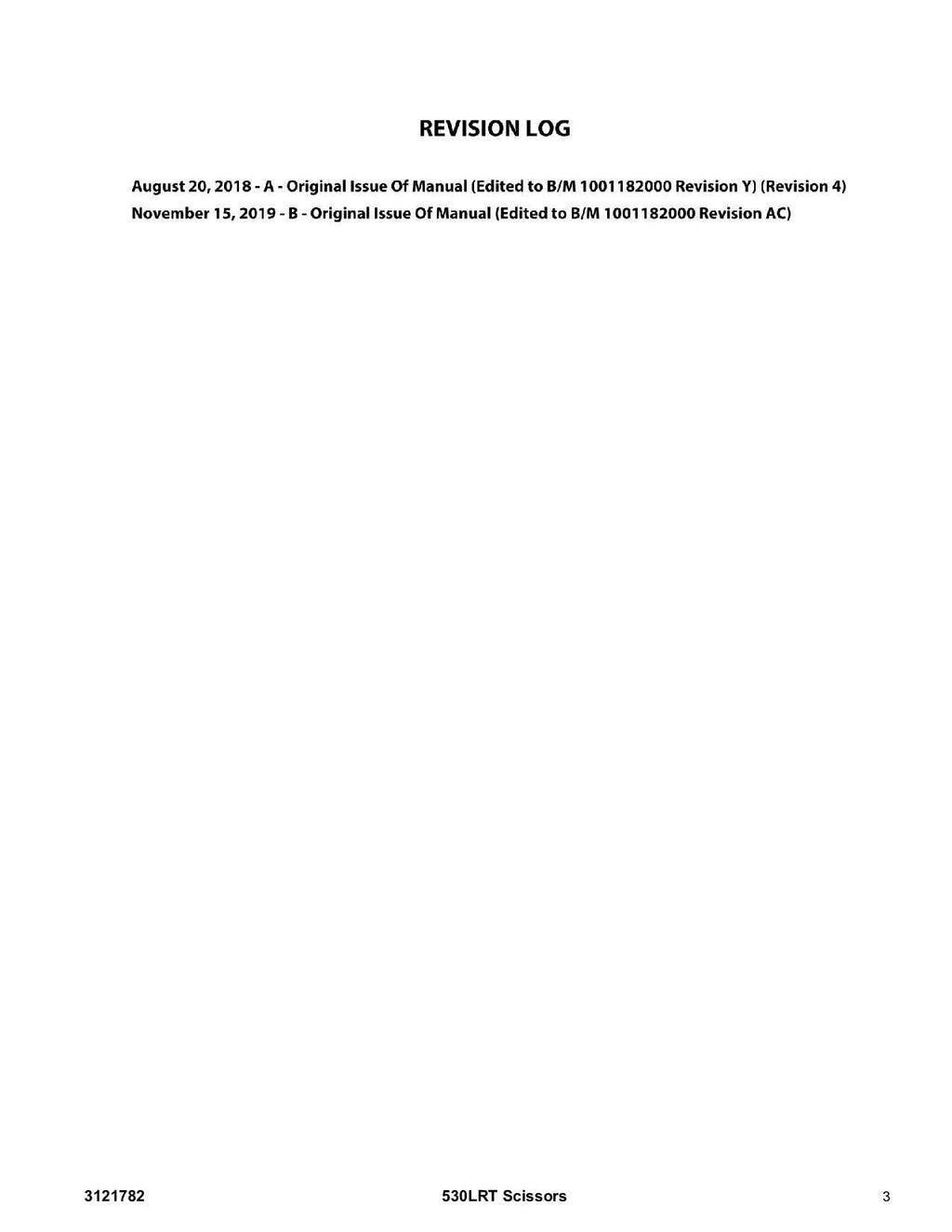 JLG 530LRT Scissor Lift Parts Catalog Manual