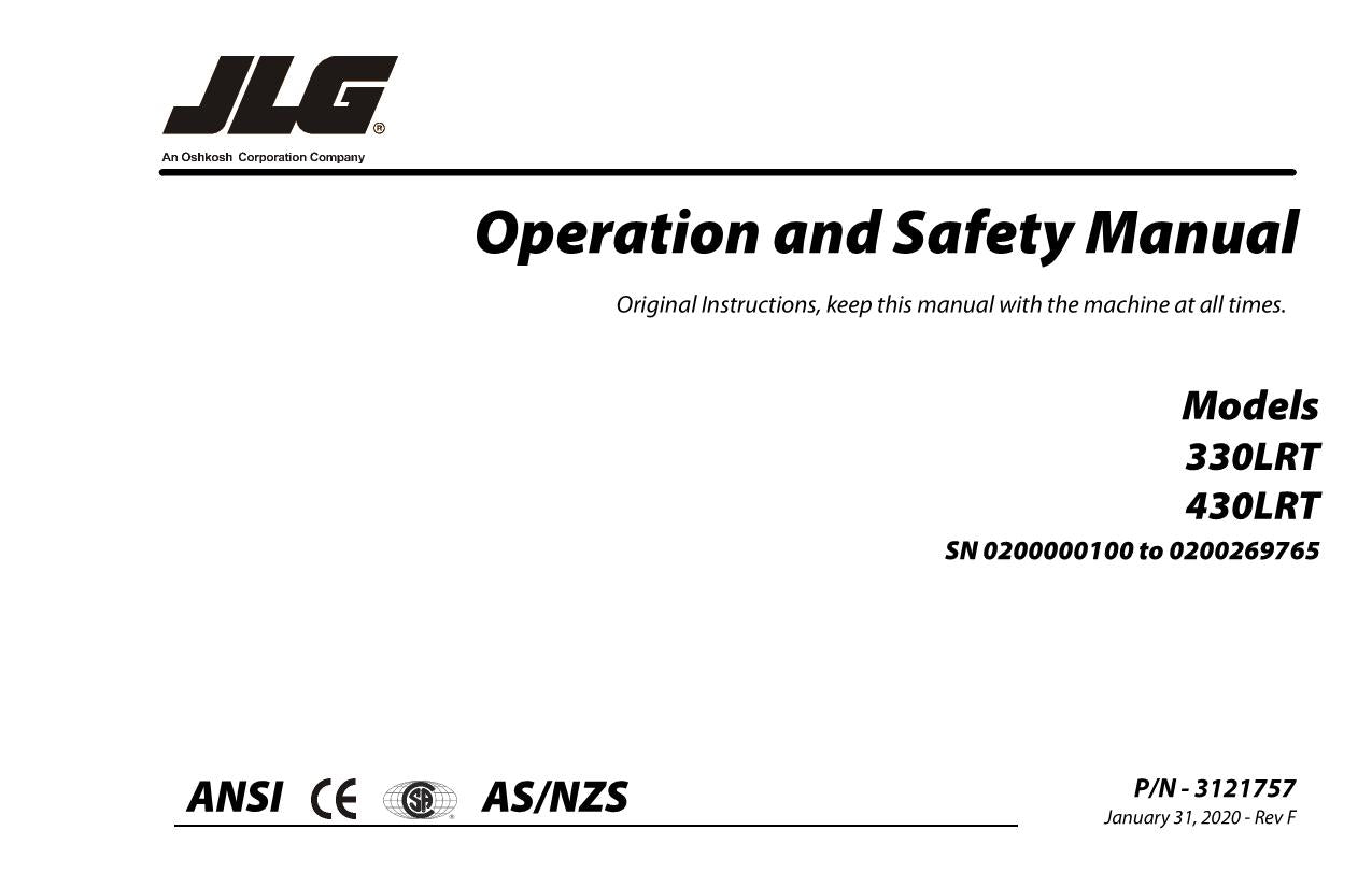 Manual del operador de mantenimiento y operación de elevadores de tijera JLG 330LRT 430LRT 3121757