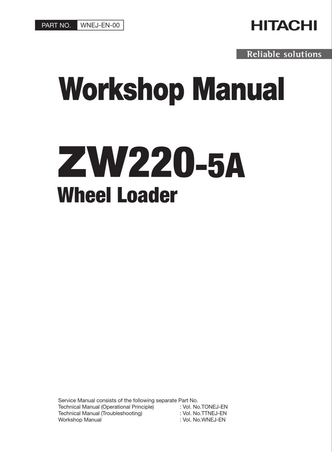 Hitachi ZW220-5A Wheel Loader Workshop Manual