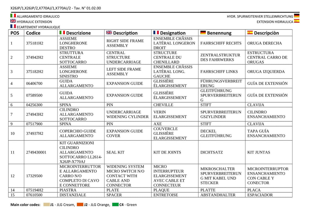 JLG X26JP X770AJ Compact Crawler Boom Parts Catalog Manual Multi language