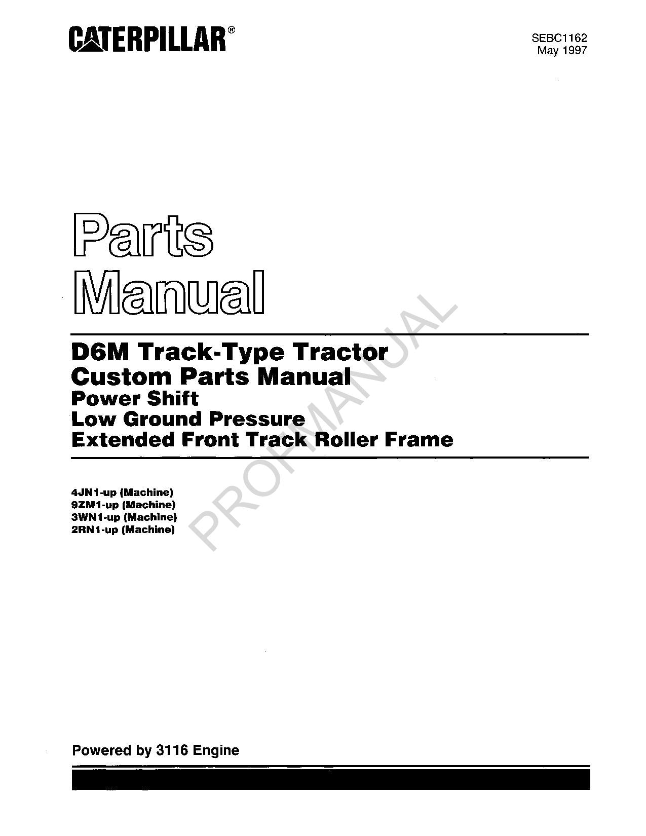 Manual del catálogo de piezas con cambio de potencia personalizado del tractor de cadenas Cat D6M de Caterpillar