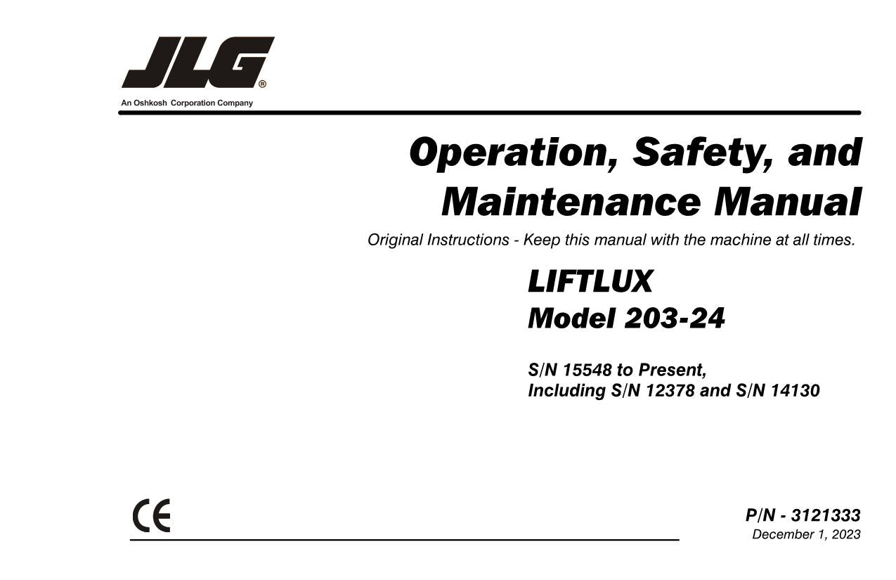 LIFTLUX 203-24 Scissor Lift Maintenance Operation Operators Manual 3121333