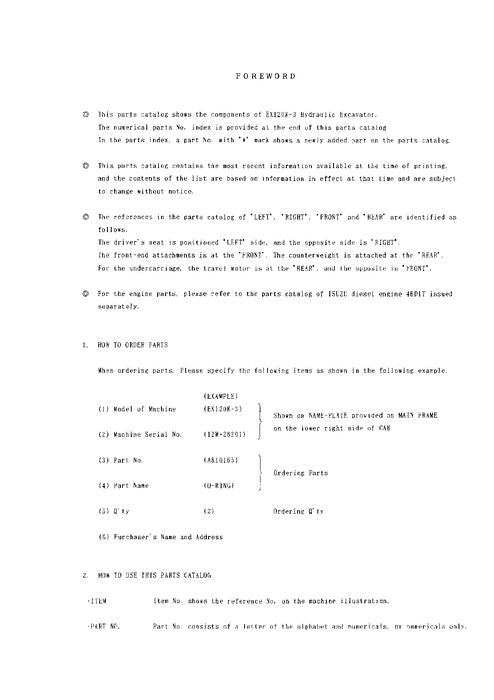 Manual del catálogo de piezas de la excavadora Hitachi EX100-2