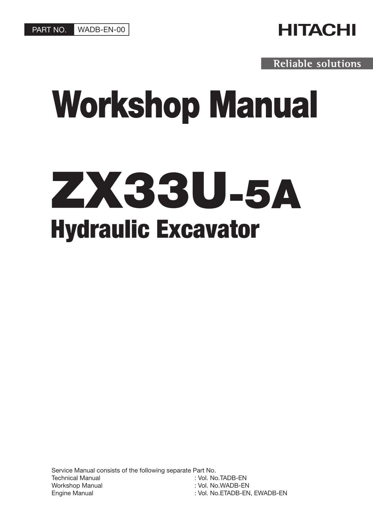Manual de servicio y reparación de la excavadora Hitachi ZX33U-5A