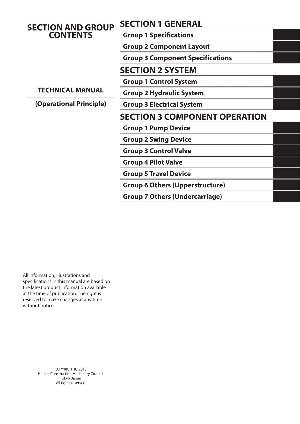 HITACHI ZAXIS ZX60-5G Excavator Operational Principle Technical Manual