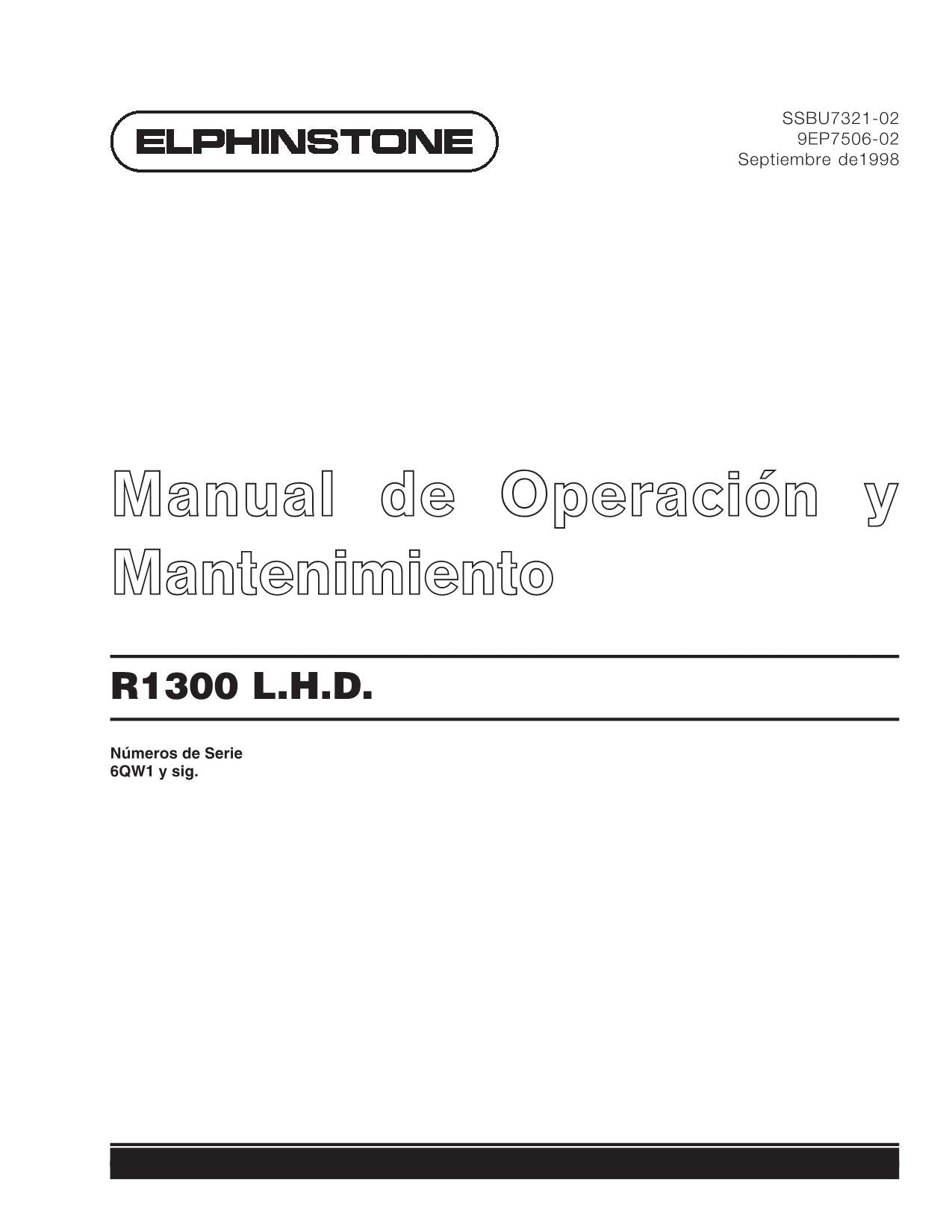 Caterpillar R1300 Maquinaria subterránea Manual de Operación y Mantenimiento