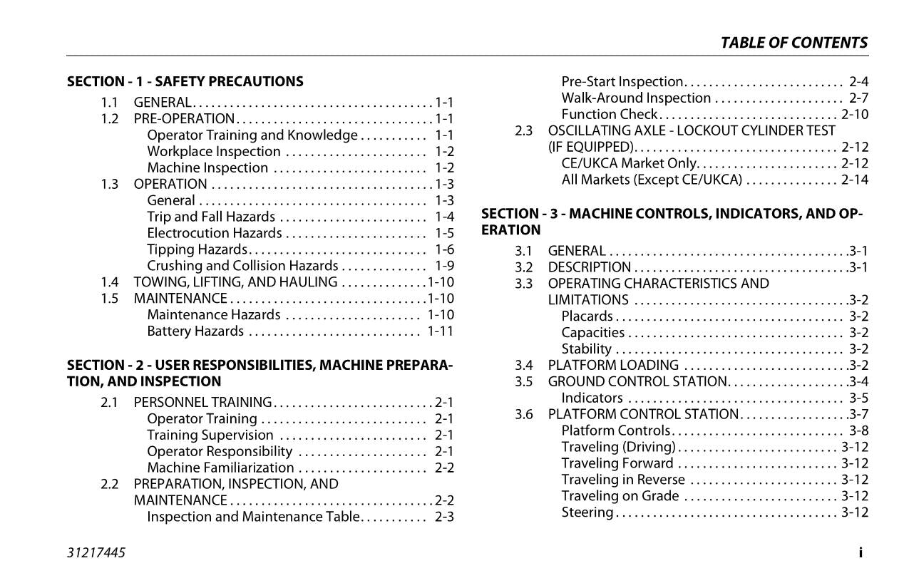 JLG RT5394 Scissor Lift Maintenance Operation Operators Manual 31217445
