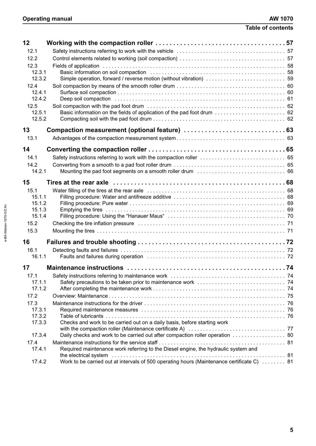 Hyundai HR70C-9 TIER3 ROAD ROLLER Operators Maintenance Manual