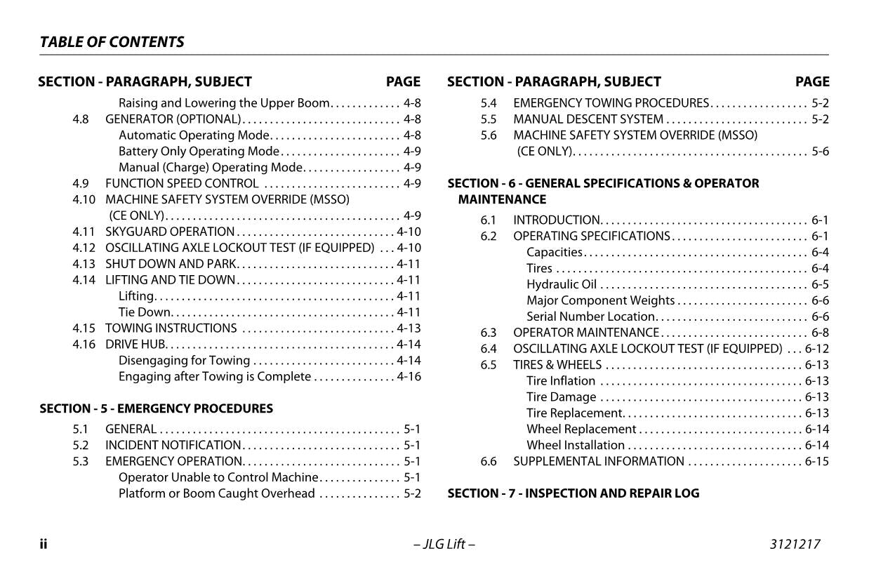 Manual del operador de plataformas elevadoras JLG E600 E600J E600JP M600 M600J M600JP 3121217