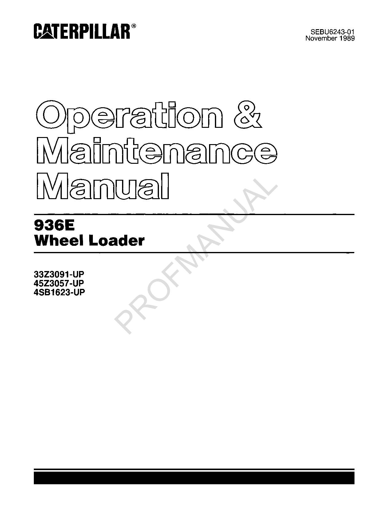 Manual de mantenimiento del operador de la cargadora de ruedas Caterpillar 936E