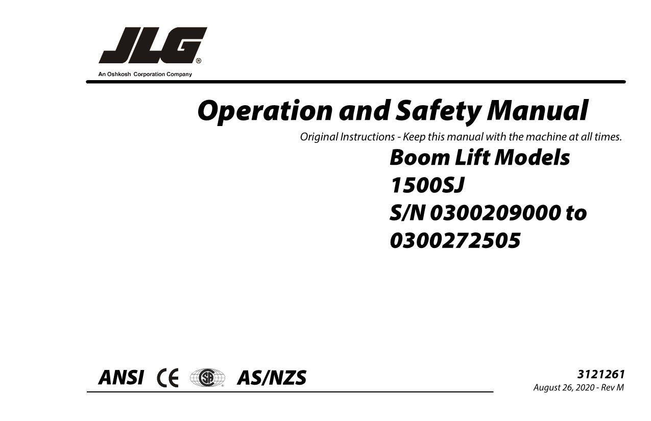 Manual del operador de mantenimiento y operación de la plataforma elevadora JLG 1500SJ 3121261