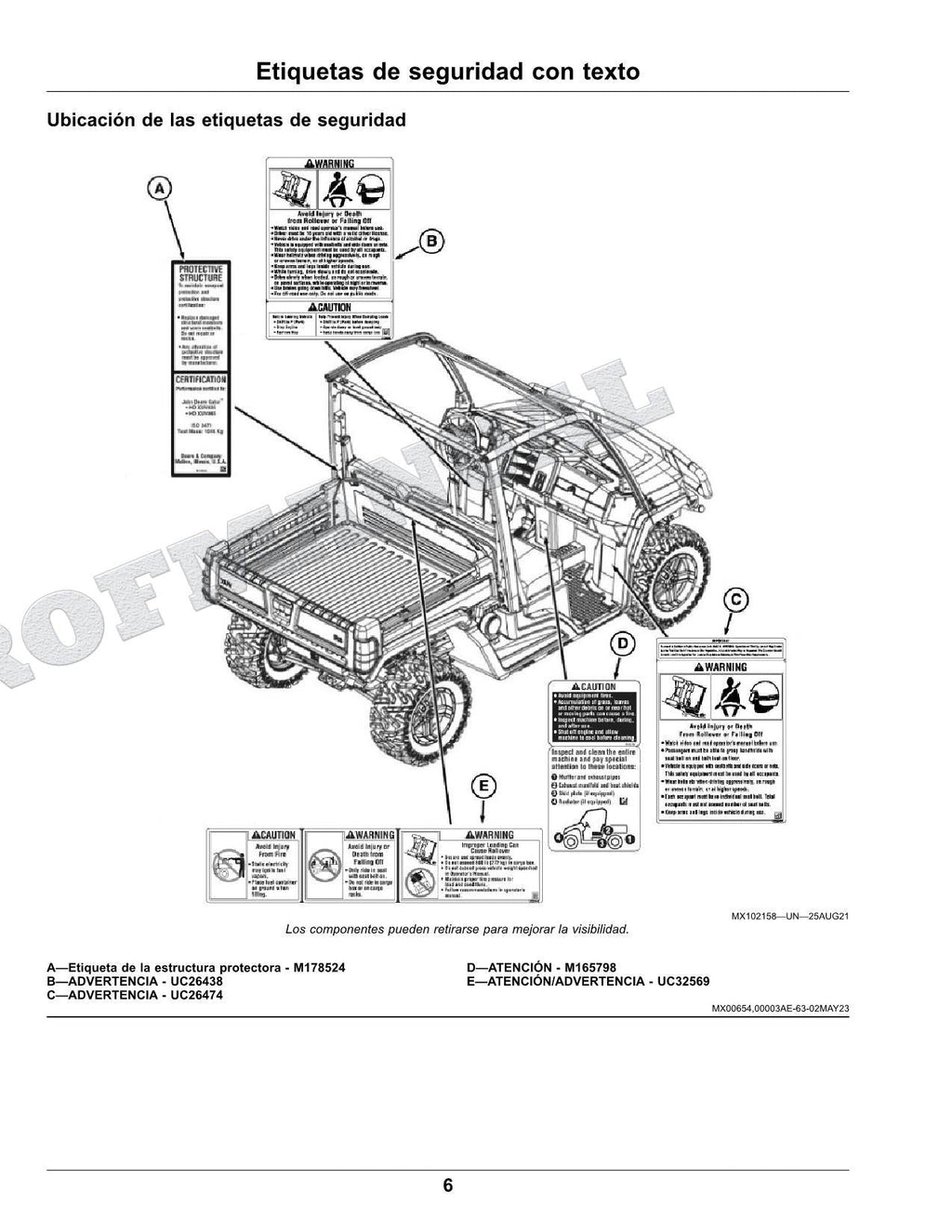 John Deere XUV 835E XUV 835R XUV 835M cocodrilo Manual del Operador 070001-