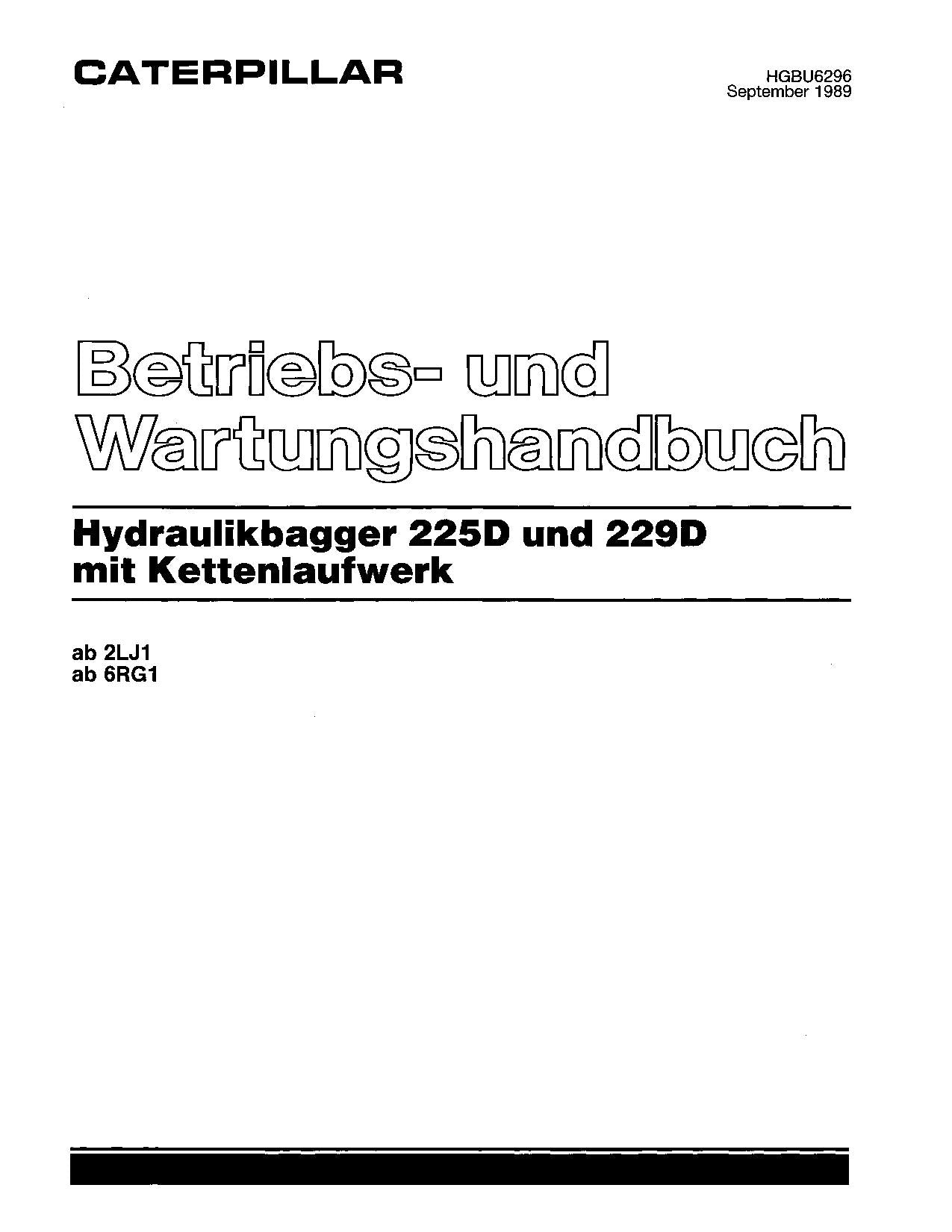 Caterpillar 225D 229D Bagger Betriebsanleitung Wartungshandbuch