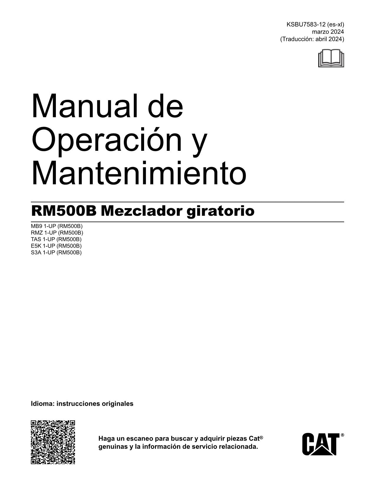 Caterpillar RM500B Mezclador giratorio Manual de Operación y Mantenimiento