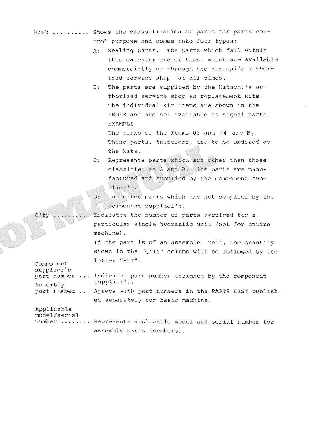 HITACHI UH035 UH041 Equipment Component Excavator Parts Catalog Manual
