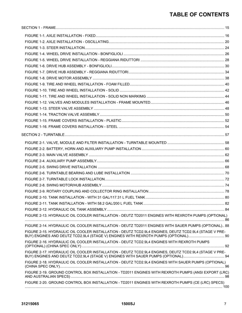 JLG 1500SJ Boom Lift Parts Catalog Manual 31215065