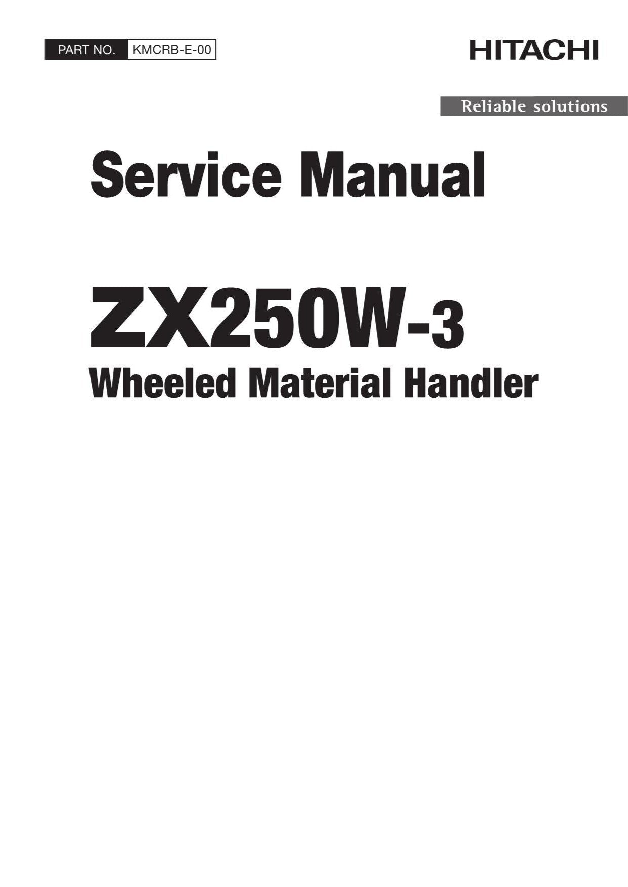 Hitachi ZX250W-3 Material Handler Service manual
