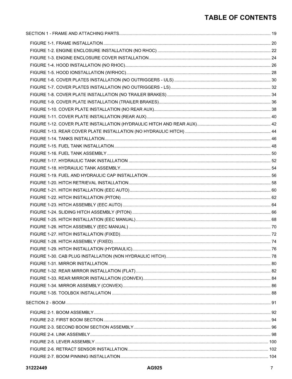 JLG AG925 Telehandler Parts Catalog Manual 31222449