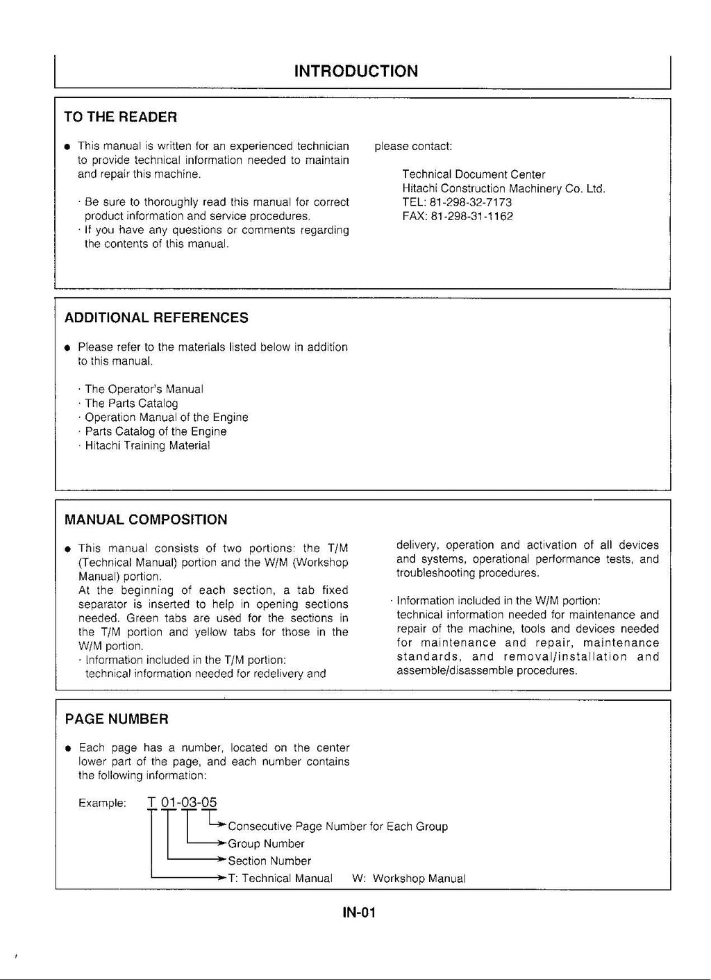 HITACHI EX60-3 Excavator Troubleshooting Operational Technical Service Manual