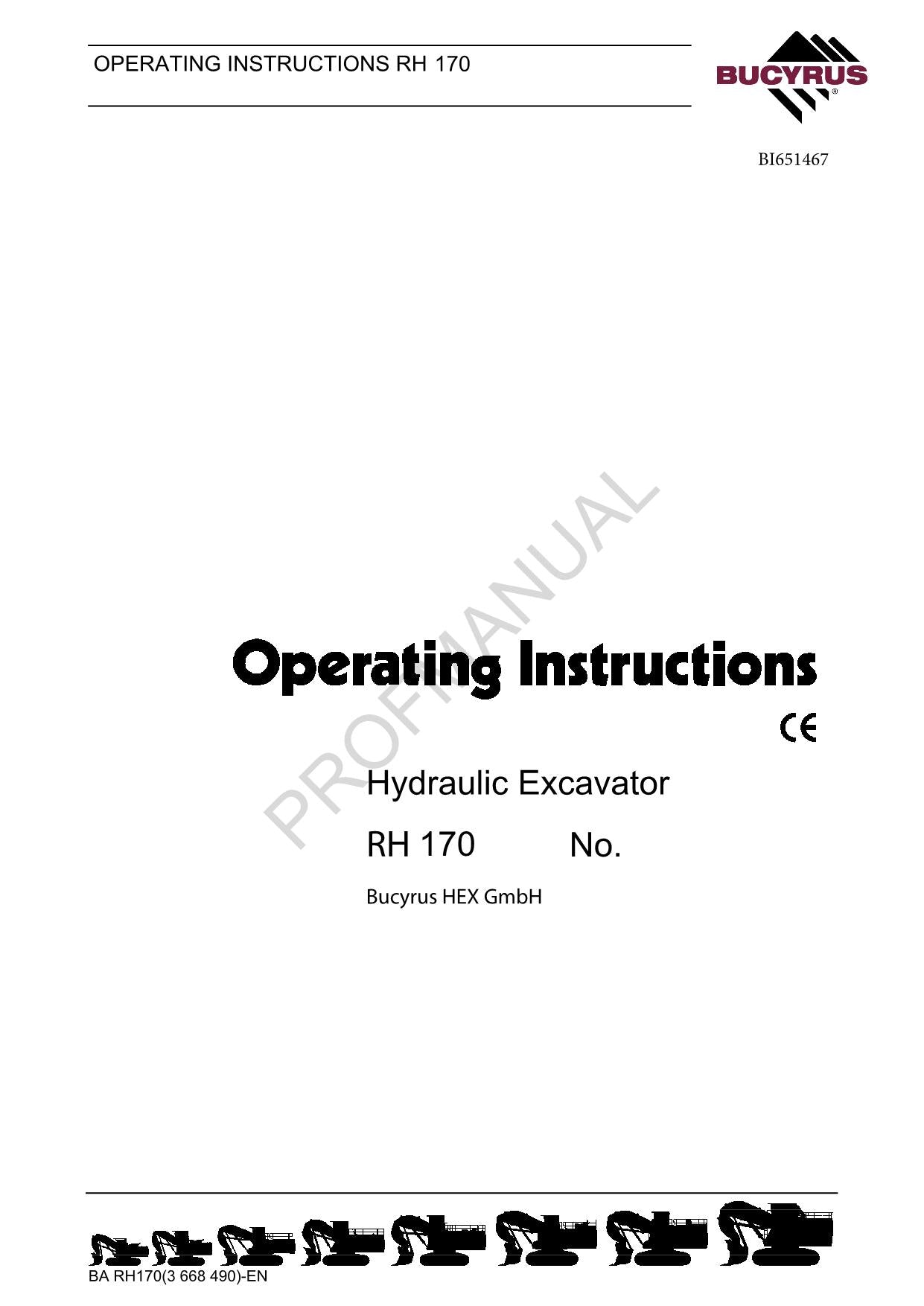 Caterpillar Cat RH170 Hydraulic Excavator OPERATORS MAINTENANCE MANUAL