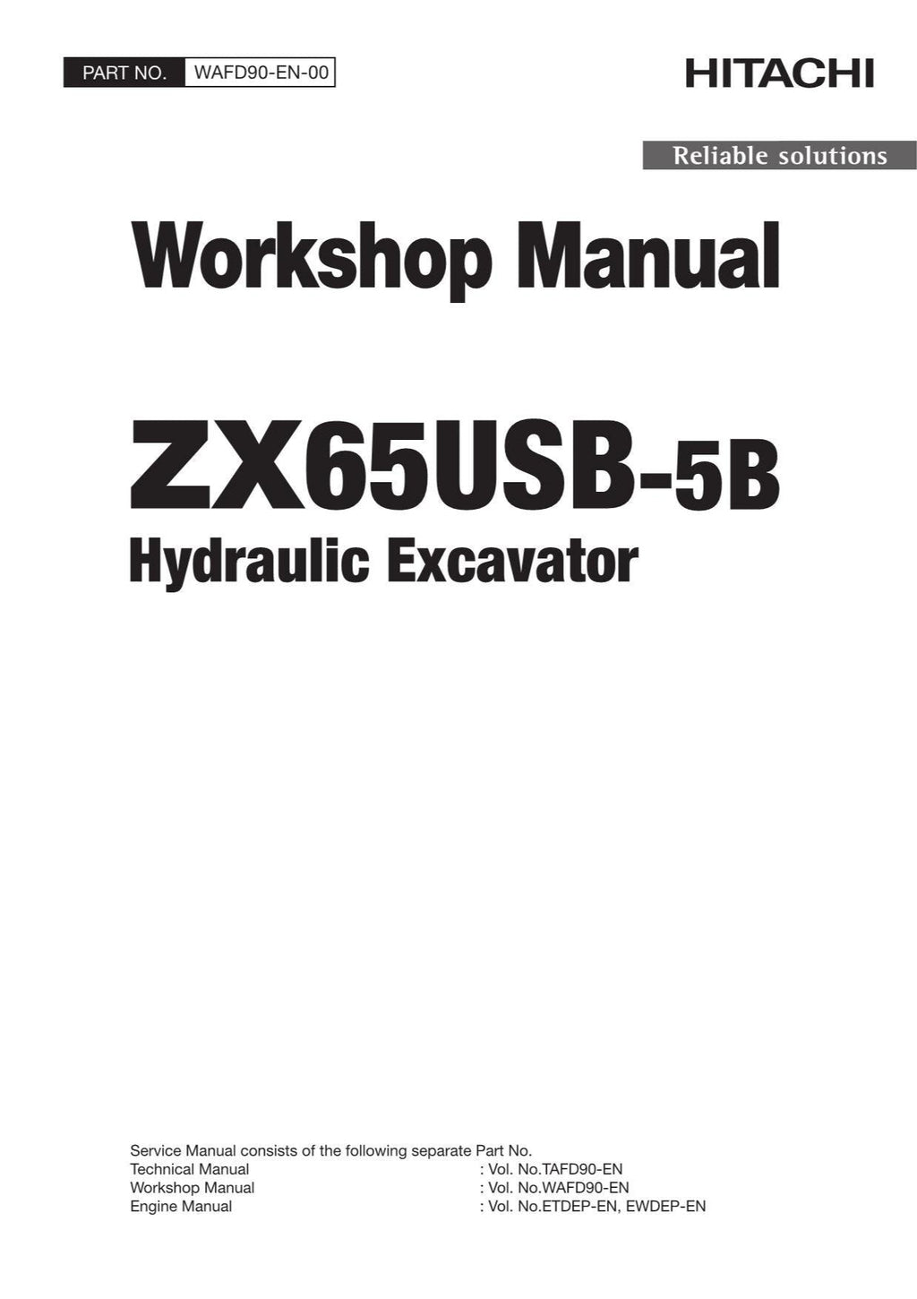Manual de servicio y reparación de la excavadora Hitachi ZX65USB-5B