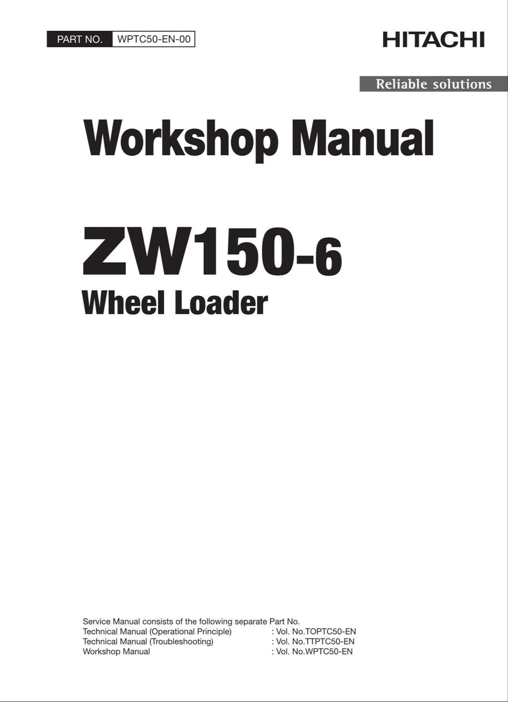 Hitachi ZW150-6 Wheel Loader Workshop Manual