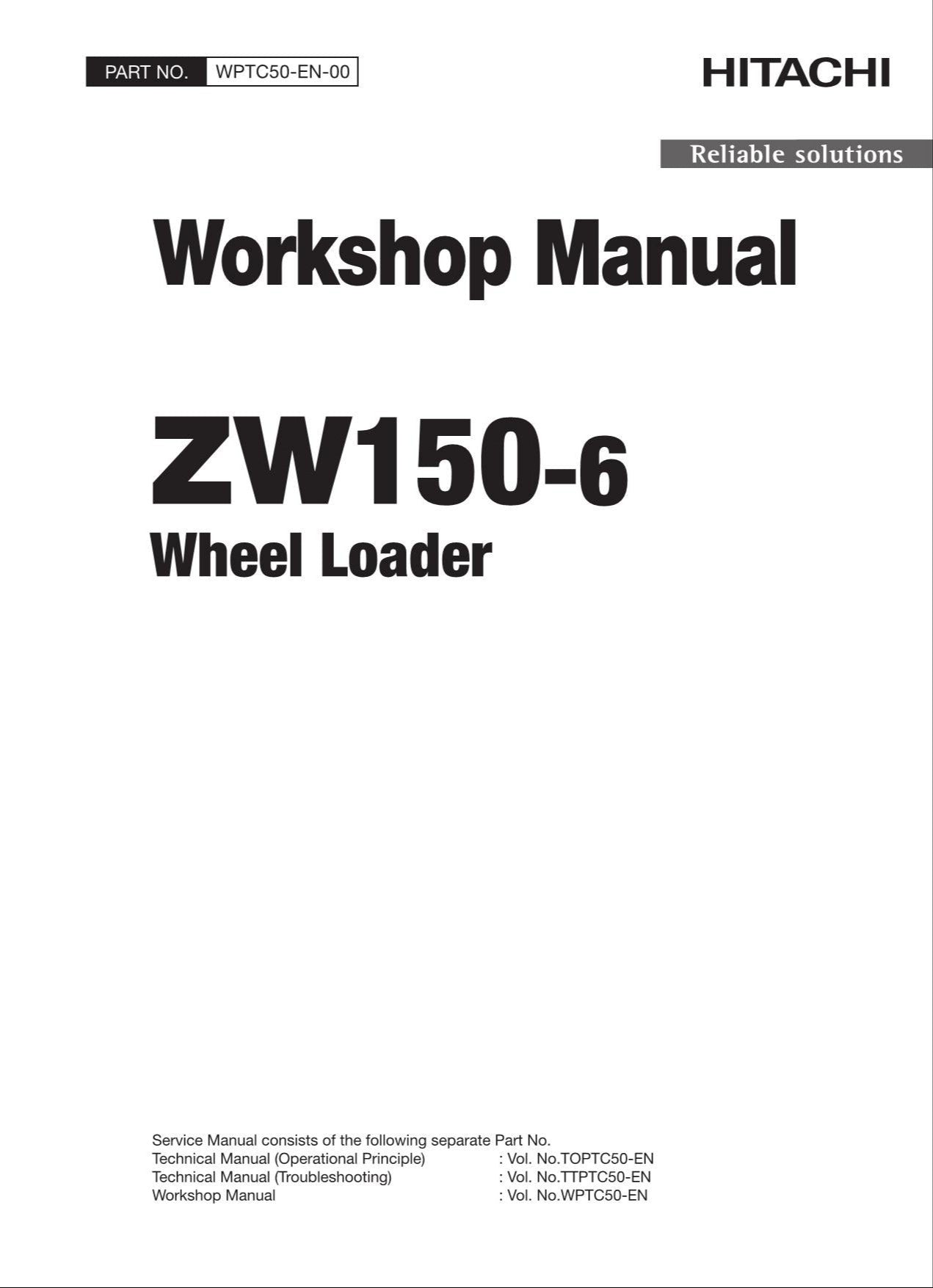 Hitachi ZW150-6 Wheel Loader Workshop Manual