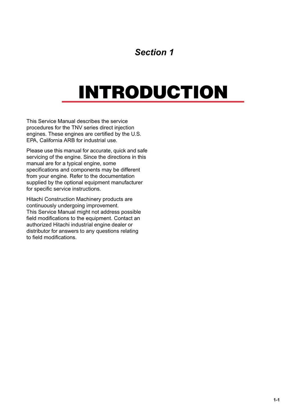 Hitachi YANMAR 3TNV88F Engine Service manual