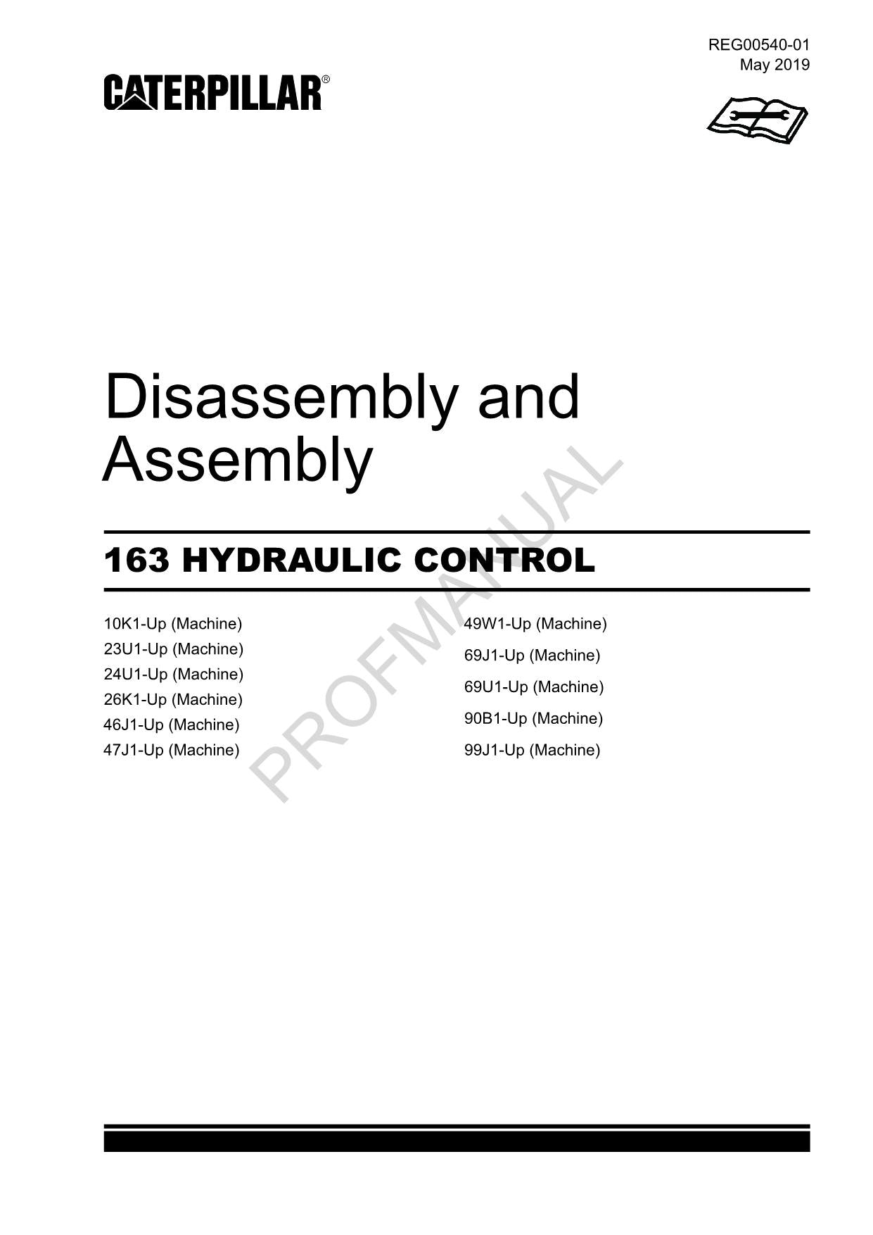 Manual de desmontaje y montaje del control hidráulico Caterpillar CAT 163