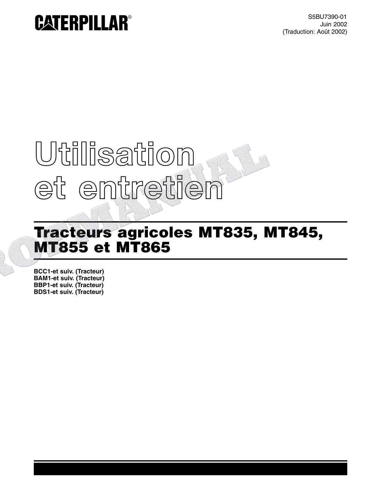 Caterpillar MT835 MT845 MT855 MT865 Tractor agrícola Manual de utilización