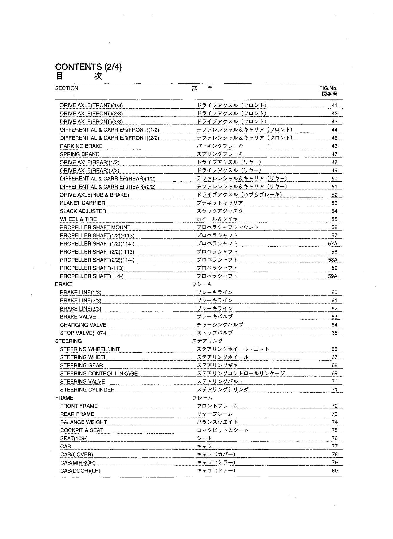 Hitachi LX450-7 Wheel Loader Parts Catalog Manual SN 000101-up