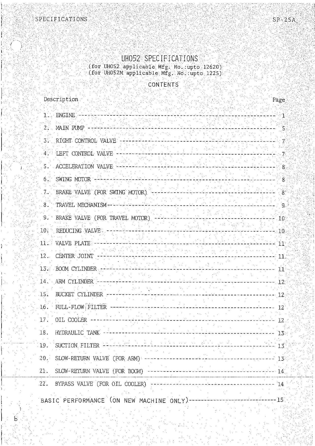 HITACHI UH052 Excavator Service Manual