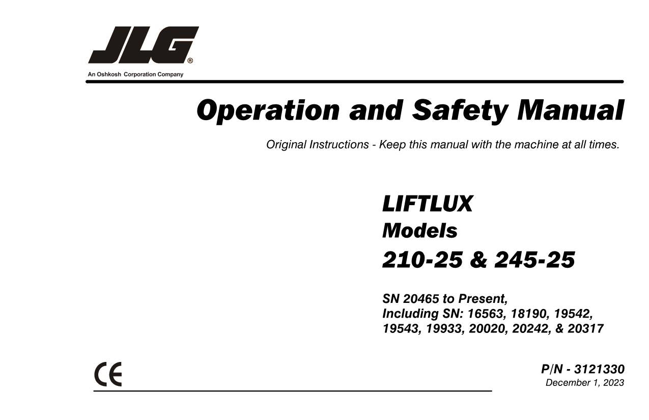 LIFTLUX 210-25 245-25 Scissor Lift Maintenance Operators Manual 3121330