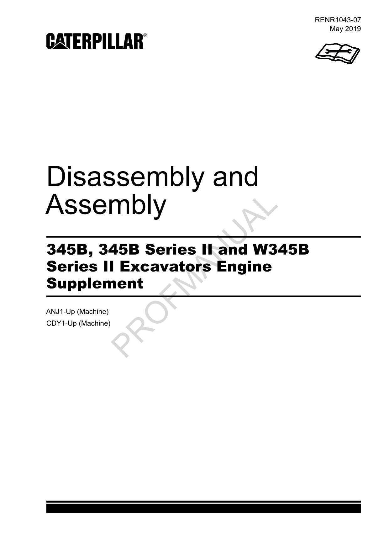 Manual de desmontaje y montaje de los suministros del motor de la excavadora Caterpillar 345B 345B W345B Ser2