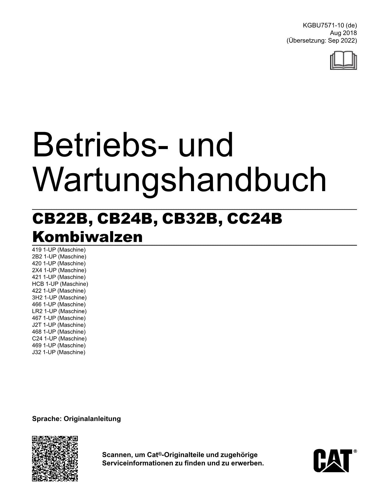 Caterpillar CB22B CB24B CB32B CC24B Kompaktoren Betriebsanleitung